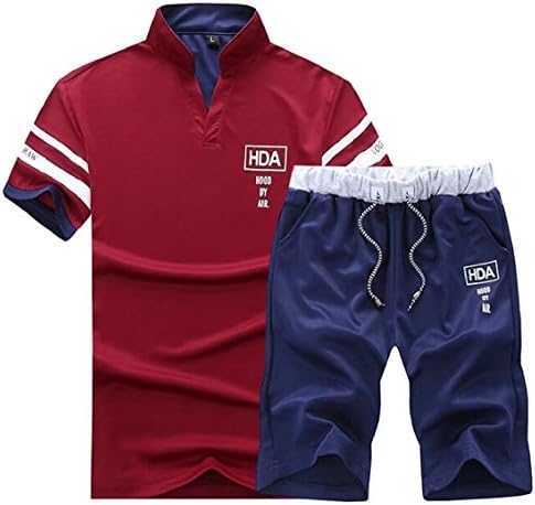 Jmwss QD Men Short Sleeve Tops and Shorts 2 Piece Set Tracksuit