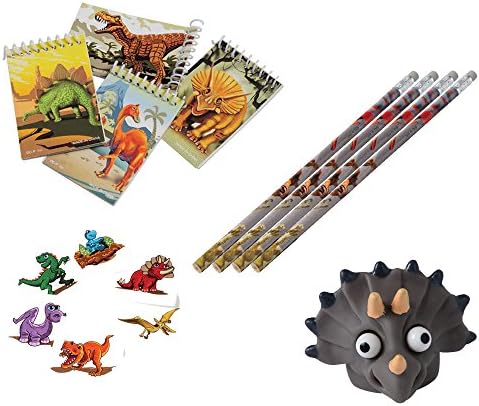 Dinosaur Party Favors | 144 Dino Temporary Tattoos, 12 Dinosaur Pencils, 12 Dinosaur Notepads | Boys & Girls Birthday Party Goody Bags
