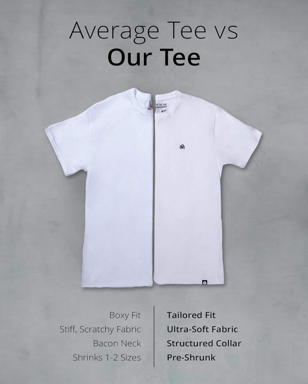 INTO THE AM Men's Basic Crew Neck Tees - Soft Modern Fitted Logo T-Shirts: Clothing