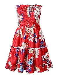 Hibluco - Mini vestido sin tirantes con estampado floral para mujer