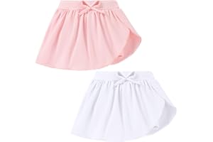 NARPLO 2 Pack Toddler Girls Skirts Skorts Built in Shorts Elastic Flared Baby Flowy Tennis Athletic Skirts Skorts for Girls
