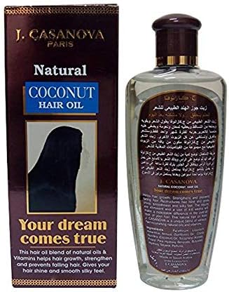 J cas Hair Oil Coconut 210ml (6281056584957)