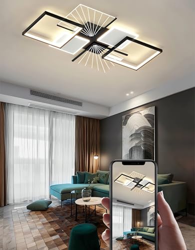 LED Ceiling Lighting Modern Rectangular Ceiling Lamps for Living Room Dimmable with Remote Control Against Recessed Ceiling Light for Living Room Bedroom Parlour (Acrylic)