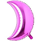 26 inch large moon foil helium balloons baby shower 100 days kids birthday party wedding decoration supplies big moon balloons (26 inch Moon Rose Red)