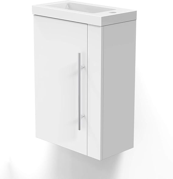 Muebles baño Blanco Lavabo Esquina 40 cm con gabinete Función Cierre