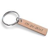 Custom Personalized Small Bronze Keychain, Couples Anniversary Keychain