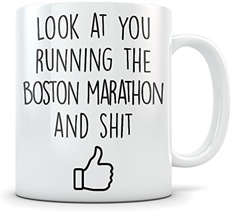 LIZNICE - Boston marathon gifts for women and men, Boston marathon mug, Boston marathon runner gifts, marathoner gifts MUG 15oz