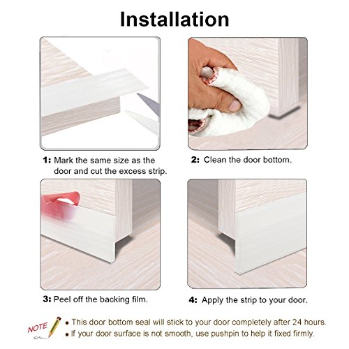 Door Seal Bottom – Rantizon Door Bottom Seal Weather Stripping, Door Draft Stopper, Draft Stopper Soundproof for Doors and Windows, Energy & Money Saving/Weatherproof/Bugs Stopper