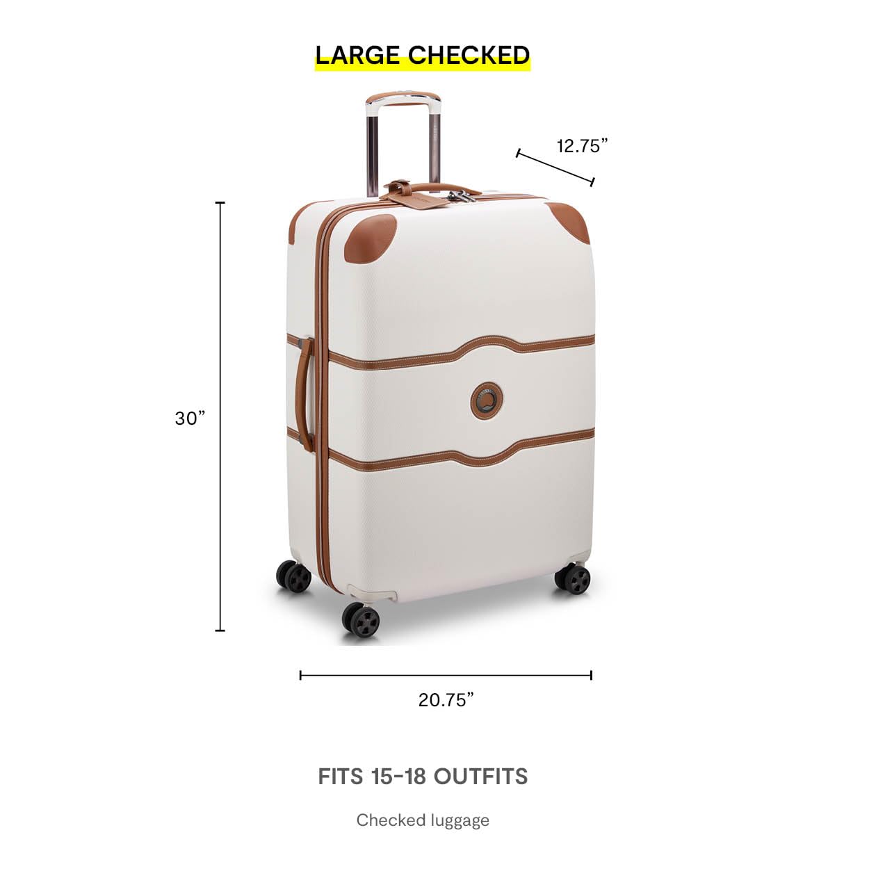 DELSEY PARIS Chatelet Air 2.0 Hardside Luggage with Spinner Wheels, Chocolate Brown, Checked-Large 28 Inch