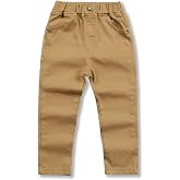 GLEAMING GRAIN Boys Adjustable Waist Chino Pant Little Boys Cotton Uniform Pull-On Pants for Spring Autumn