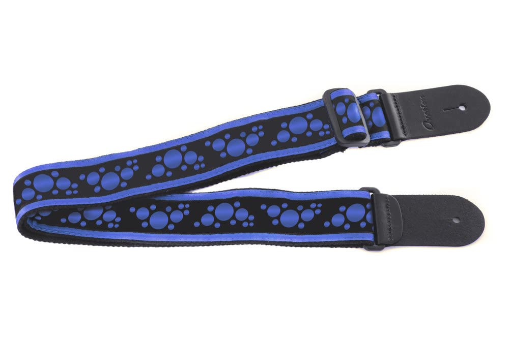 OVATION Guitar Strap Nylon - Signature "Multi-Soundhole" – Regal Blue - Padded - Leather ends