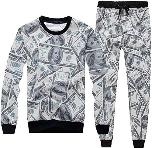 Men's Women's Emoji 100 Scores Printed Pullovers Sweatshirts/Joggers Sweatpants Set
