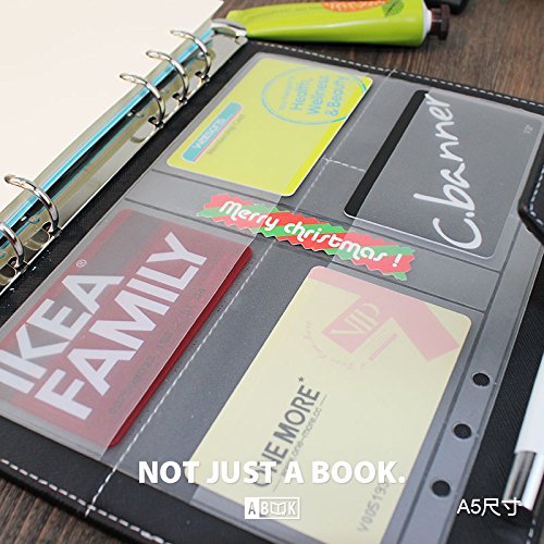 Refiller for 21cm Plastic A5 6-Holes Cover Round Ring View Binder File Folder (A5 Name Card Holder 4PCS, 1 Package)