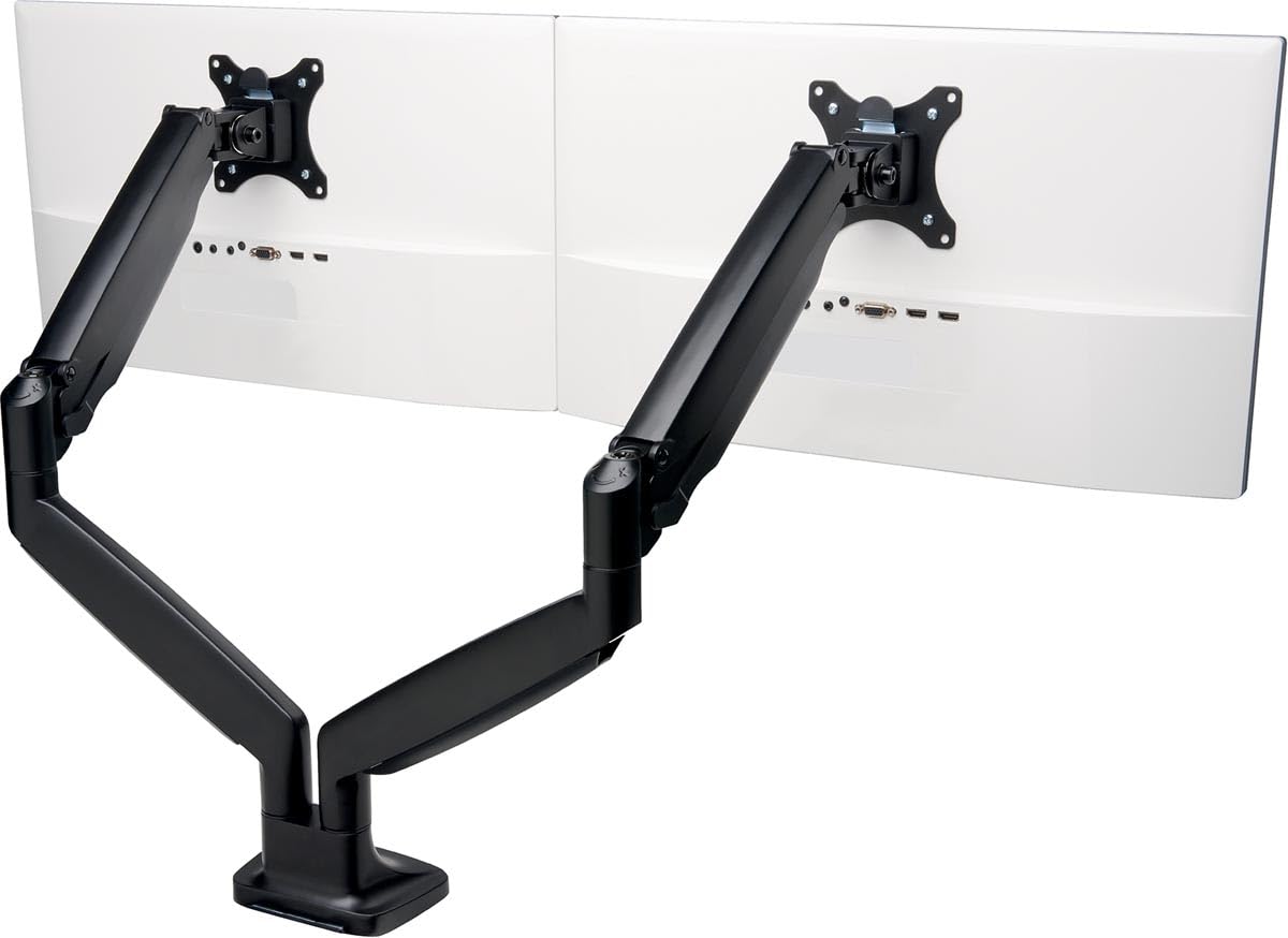 Kensington Monitor Arm with Vesa Mount - Monitor Arm for Two Screens with One-Touch Height Adjustable Settings, Dual Monitor Arm for Home Office, Monitor Mount with Gas Spring, Black (K59601WW)