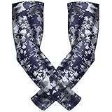 Bucwild Sports Compression Arm Sleeves (Pair) Youth & Adult Sizes Football, Baseball, Basketball, Cycling, Tennis Navy Blue Camo Adult Large