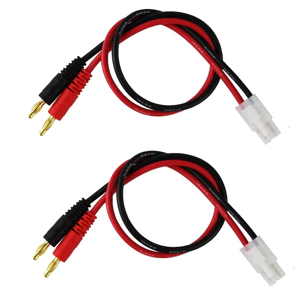 Boladge 2-Pack Compatible with Tamiya Male Plug to 4 mm 4.0 mm Bullet Banana Plug Round Plug Adapter Cable for RC Lipo Battery