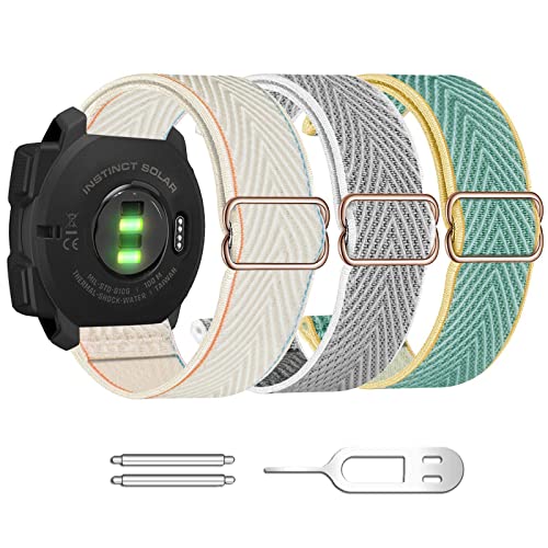 Abanen 22mm Elastic Nylon Watch Bands with Watch lugs for Garmin Instinct 2 Solar, Soft Stretchy