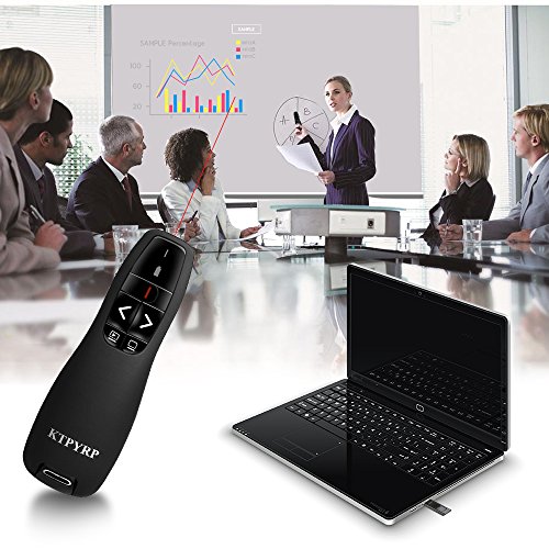 KTPYRP Wireless Presenter RF 2.4GHz USB PowerPoint PPT Remote Control for Presentation with Red Laser Pointer