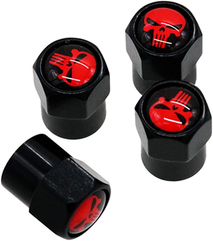 JOYON Universal Wheel Tyre Tire Valve Stem Caps Air Valve Caps Dust Proof Covers Skull for Car Auto