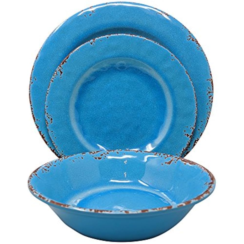 Gianna's Home 12 Piece Rustic Farmhouse Melamine Dinnerware Set, Service For 4 eBay