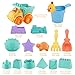 MINGPINHUIUS 21 PCS Beach Sand Toy Set Kids Beach Toys with Sand Truck, Bucket, Shovels, Animal Castle Sand Molds and Mesh Bag, Outdoor Sandbox Toys for Toddlers, Boys and Girls
