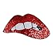Crqes 1 Pcs Embroidered iron on patches for clothing Red sequins Lips DIY Motif Applique,9.83inch4.32inch