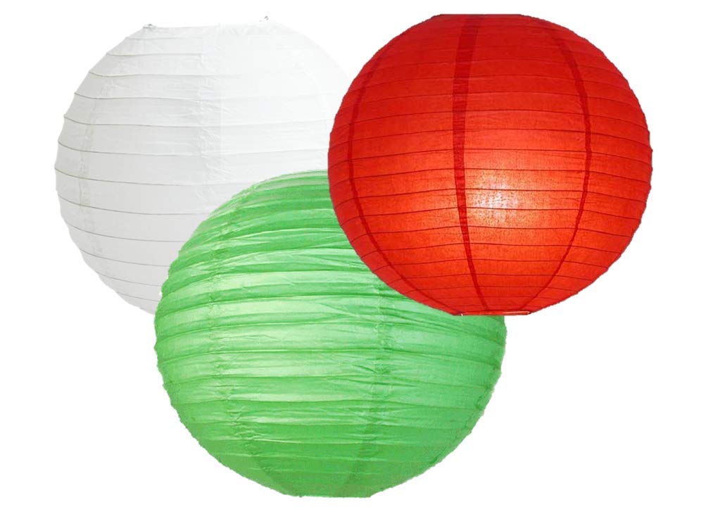 Paper Lanterns Mix Color Packs of 3 Round Paper Lanterns Lampshade Party Decorations (Christmas Shade, 16" (40 Cm))