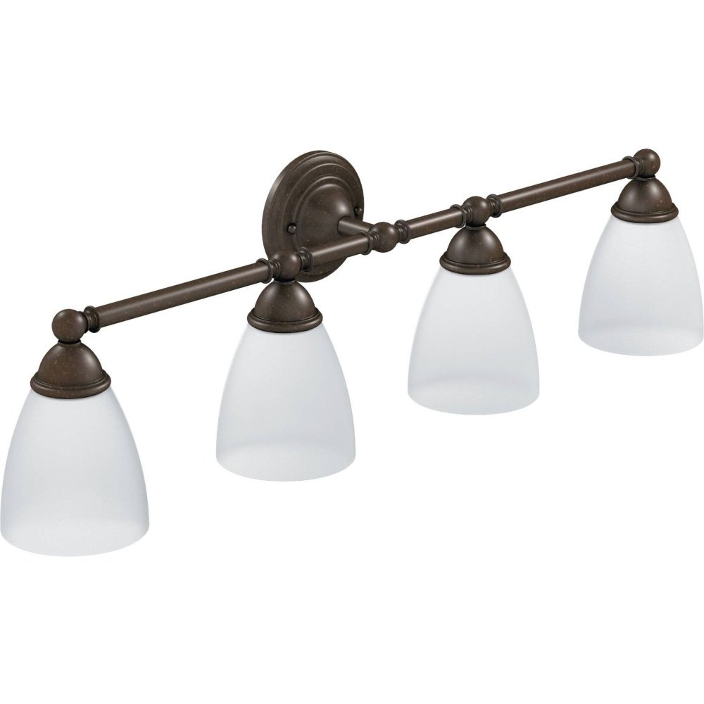 Photo 1 of Moen YB2264ORB Brantford 4-Light Dual-Mount Bathroom Vanity Fixture with Frosted Glass, Oil-Rubbed Bronze