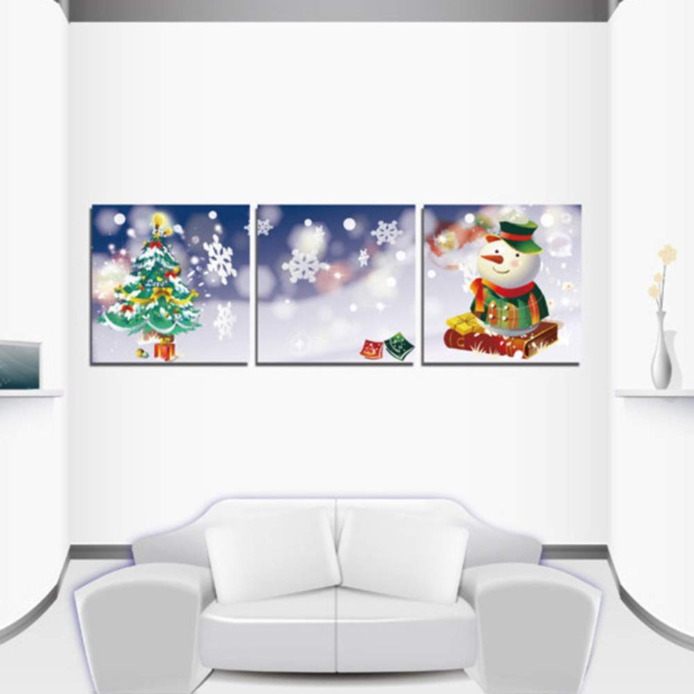 Amazon Com Potato001 3pcs Merry Christmas Snowscape Tree Snowman