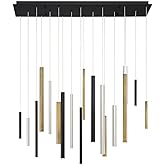 Eurofase Santana 18 Light Cluster Linear Chandelier with Antique Brass Finish