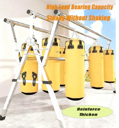 ZERIFAM Foldable Clothes Drying Stand, Heavy Duty Drying Rack, Comes with Two Shoe Supports, Thickened Stainless Steel Dryings Racks, Save Space, Windproof, Indoor Outdoor Use