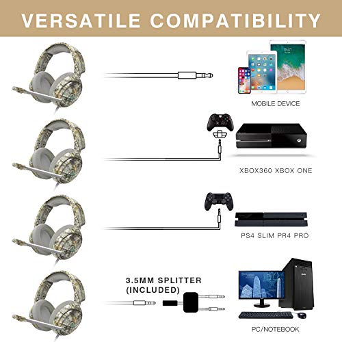 ECOOPRO Gaming Headsets PS4 Headset for Xbox One PS4 PC, Pro 50mm Driver & Stereo Surround Sound, Updated Noise Cancelling Mic Headphones for PS4, Xbox One S, PC, Nintendo Switch Mac, Laptop (B)