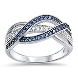 Weave Knot Simulated Blue Sapphire Fashion Ring New 925 Sterling Silver Band Sizes 5-10