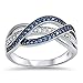 Weave Knot Simulated Blue Sapphire Fashion Ring New 925 Sterling Silver Band Sizes 5-10