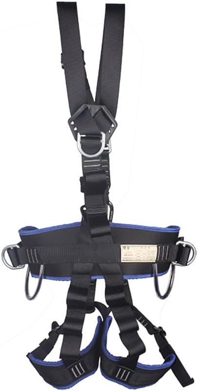 WCYBELT Climbing Harness Full Body HarnessSafe Belt High Altitude Rock Climbing Rappelling Adjustable Safety Comfort Thicken Professional-Black