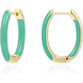 Huggie Hoop Earrings for Women, 18K Gold Plated Colorful Enamel Huggie Earrings Small Hypoallergenic Cute Jewelry Gifts
