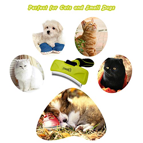 Pecute Hundekämme Fellpflege Kamm Klingekamm Entfilzungsmesser Fell-Entwirrer Haarentfernung Pflegebürste mit Selbstreinigung Pelzentferner Taste und Gekrümmte Klinge für lange und kurze Haare --- 100 mm Klingen / 76 mm Klilnge