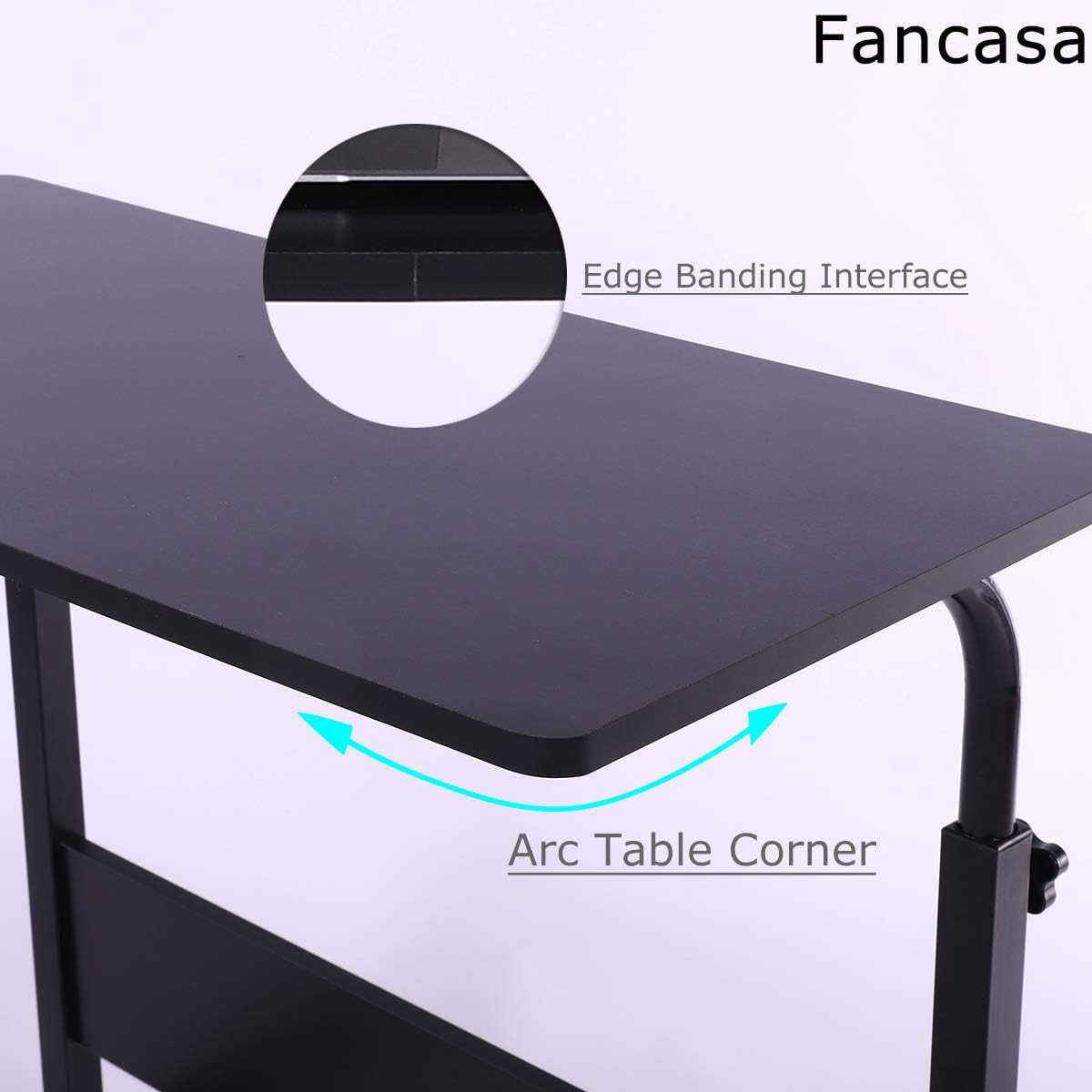 Laptop Cart 23.6" Mobile Table Fancasa Movable Portable Adjustable Notebook Computer Stand with Wheels (Black): Home Audio & Theater