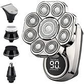 I-clean 9D Head Shavers for Bald Men,New Upgraded 6-in-1 Electric Razor with LED Display,Waterproof Wet/Dry Grooming Kit,Cordless Rechargeable Shaver for Home and Travel