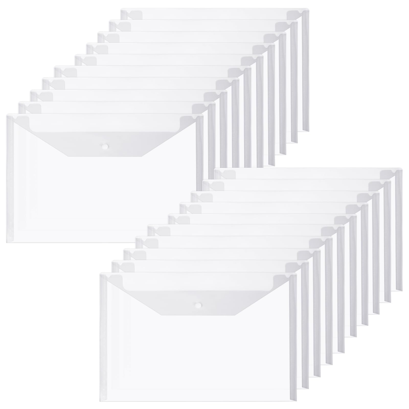 Vicloon Plastic Wallets, 20 Pcs A4 File Folders Foolscap Document Wallet Document Files Popper Wallet Envelope Folders for School Office Homework Travel Storage Bags