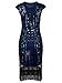 Vijiv 1920s Vintage Inspired Sequin Embellished Fringe Long Gatsby Flapper Dress,Blue,X-Large