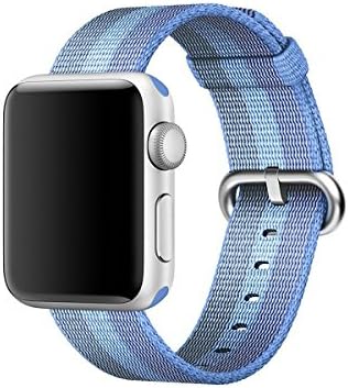 Woven Nylon Fabric Wrist Strap Replacement Band with Classic Square Stainless Steel Buckle for Apple Watch iWatch Series 1 / 2,Sport &amp; Edition,38mm,42mm (Blue 42mm)