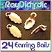 Aanraku Bails - 24 Gold 18K Plated Earring Bails Oak Leaf design. Glue on. Great for Making Dichroic, Glass & Wooden Earrings. (12 matching pairs)