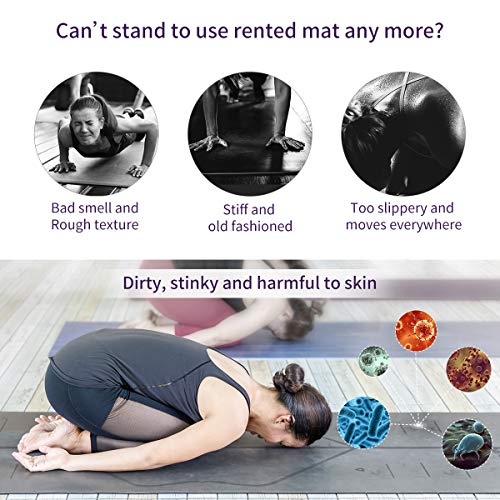 Galsports Non Slip Hot Yoga Towel, Skidless Waffle Texture, 100% Absorbent Odorless Microfiber, Standard Sized 24''x72'' Mat Towel, Ideal for Hot Yoga, Bikram, Pilates (Purple)
