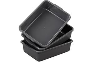 Yesdate 4 Packs 8 L Plastic Commercial Bus Box, Wash Basin Bus Tub, Small Utility Tote, Grey