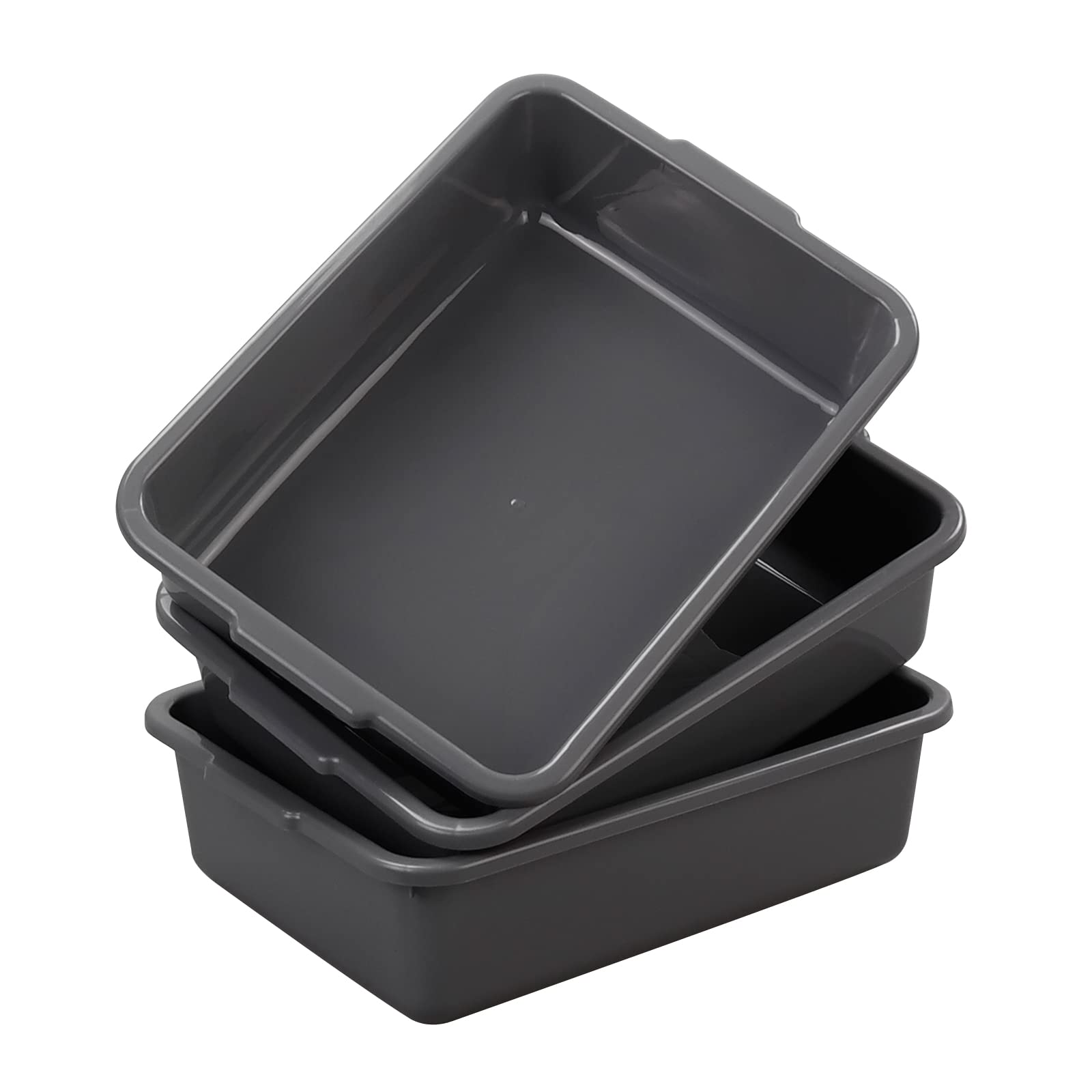 Photo 1 of Yesdate 4 Packs 8 L Plastic Commercial Bus Box, Wash Basin Bus Tub, Small Utility Tote, Grey