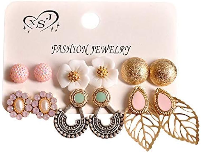 Amazon Co Jp Vocodada ピアス ボコダダ 人気 イヤリング レディー Women Earring Ol風 新しい ファッション 少女風 女子力up ファッション 優雅 6pc 単純 花 葉っぱ サークル 仕事きれい 愛のプレゼント 誕生日 記念日 恋人 友達のギフト 9mm 30mm シューズ