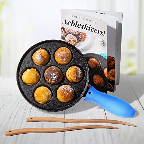 Upstreet Cast Iron Aebleskiver Pan/Ebelskiver Pan/Ideal for Mini
