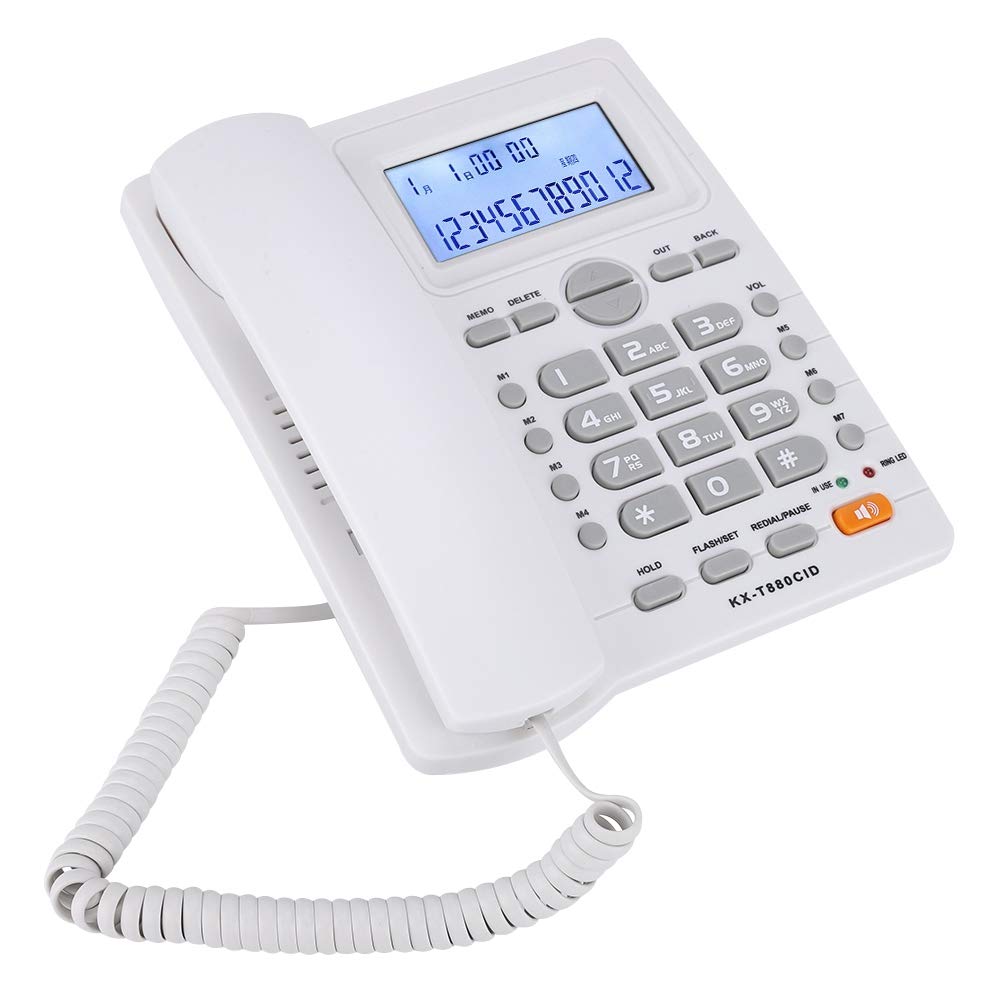 Tosuny KX-880CID Corded Phone with Hands Calling and Caller ID Display, Landline Phone with Two Ports for Home Users/Hotel/Business/Office.(White)