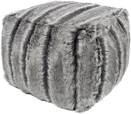 Faux Fur Cube / Footrest (Alaskan Ash)